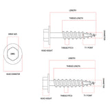 14g-10 x 100mm Hex Head Type 17 Self-Drilling Screw Tek Galvanised DMS Fasteners