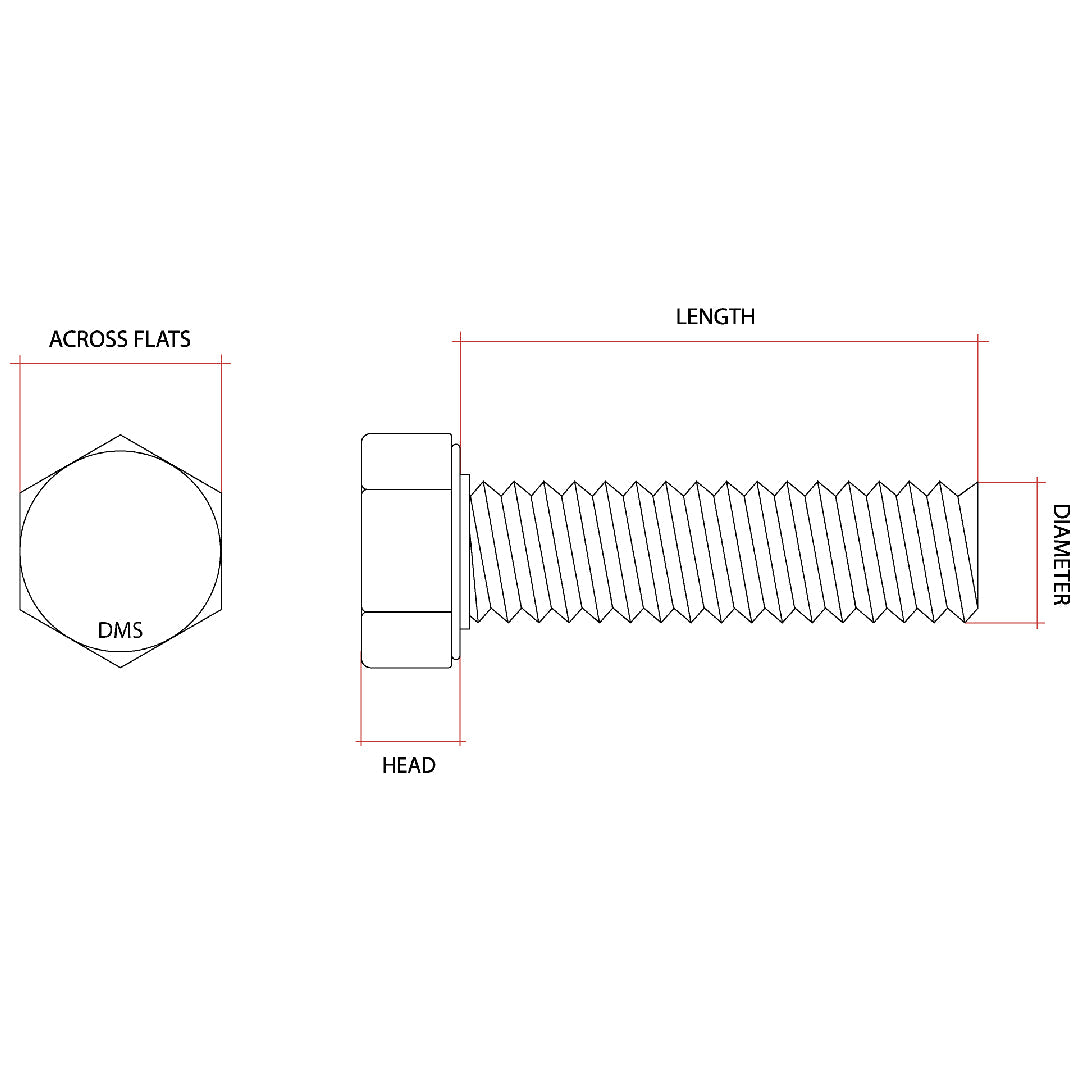 M8 x 40mm 1.25p Metric Coarse Hex Set Screw High Tensile Class 10.9 Zinc Plated