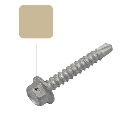 Paperbark Colorbond 10g-16 x 16mm Hex Head Self Drilling Screw Tek Galvanised