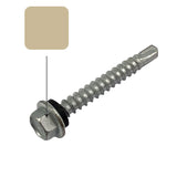 Paperbark Colorbond 10g-16 x 16mm Hex Head Self Drilling Screw Tek with NEO Seal Galvanised