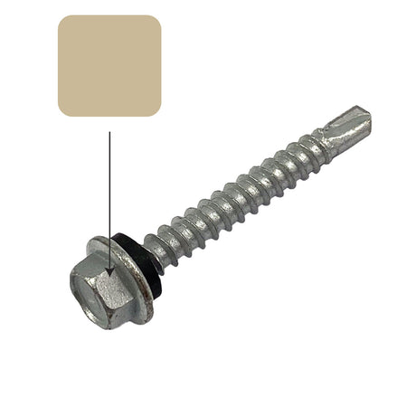 Paperbark Colorbond 10g-16 x 16mm Hex Head Self Drilling Screw Tek with NEO Seal Galvanised