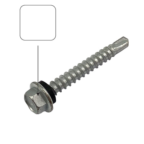 Pure White Colorbond 10g-16 x 16mm Hex Head Self Drilling Screw Tek with NEO Seal Galvanised