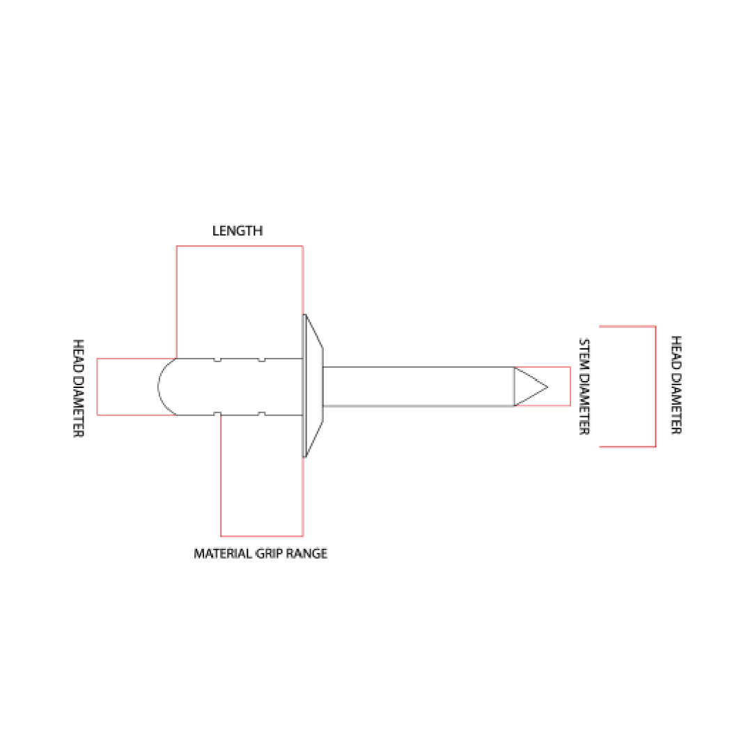 STST4 Rivet Dome Pop Blind (3.2mm x 12.7mm) Stainless Steel