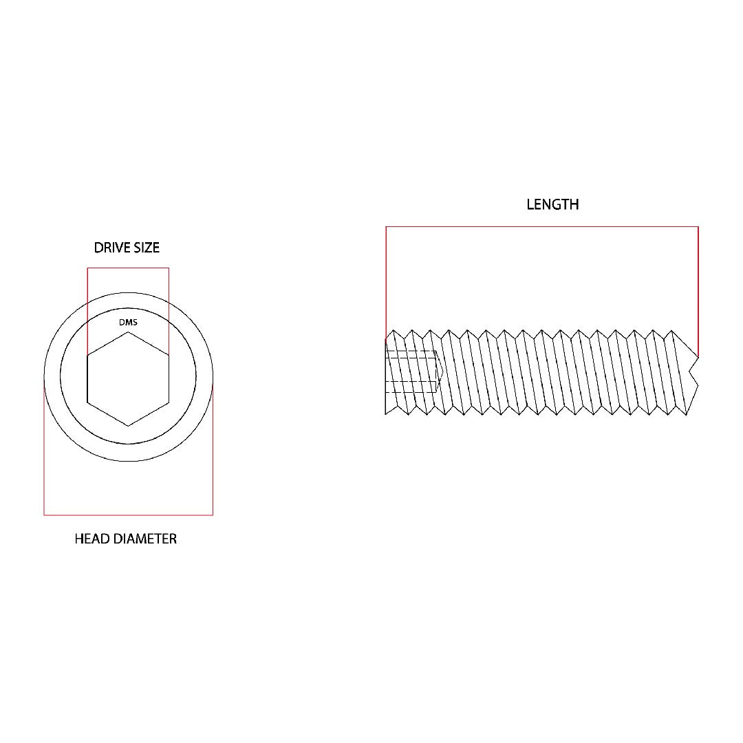 M2 x 6mm Socket Grub Screw Allen G304 Stainless Steel
