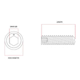 M8 x 50mm Socket Grub Screw Allen G304 Stainless Steel