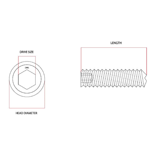 M8 x 45mm Socket Grub Screw Allen G304 Stainless Steel