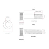 1/4" x 3" Imperial Button Head Socket Screw Allen G304 Stainless Steel