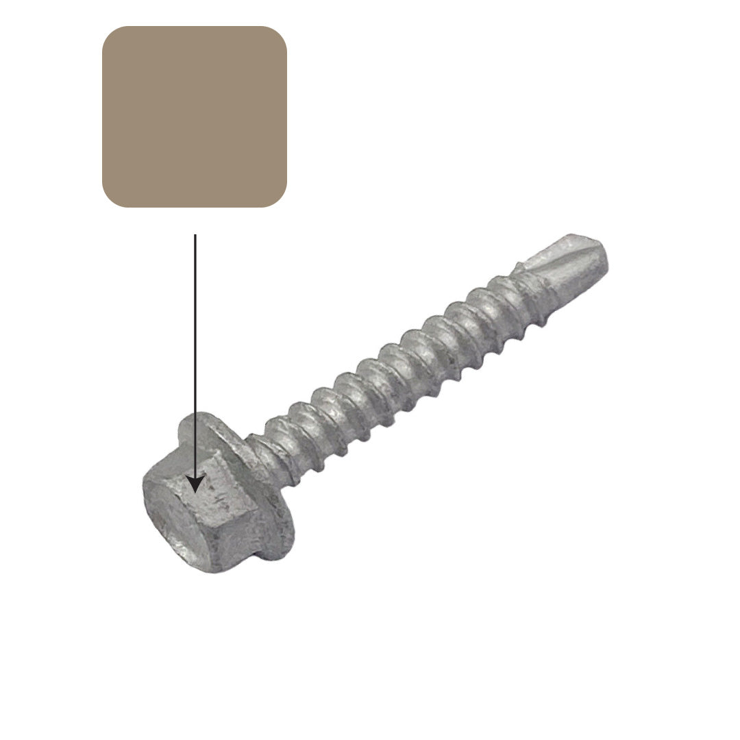 Stone/Riversand Colorbond 10g-16 x 16mm Hex Head Self Drilling Screw Tek Galvanised