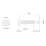 10g-24 x 40mm Wafer Head Self-Drilling Screw Tek Phillips Galvanised DMS Fasteners