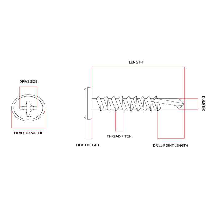 10g-24 x 40mm Wafer Self Drilling Screw Tek Phillips Galvanised