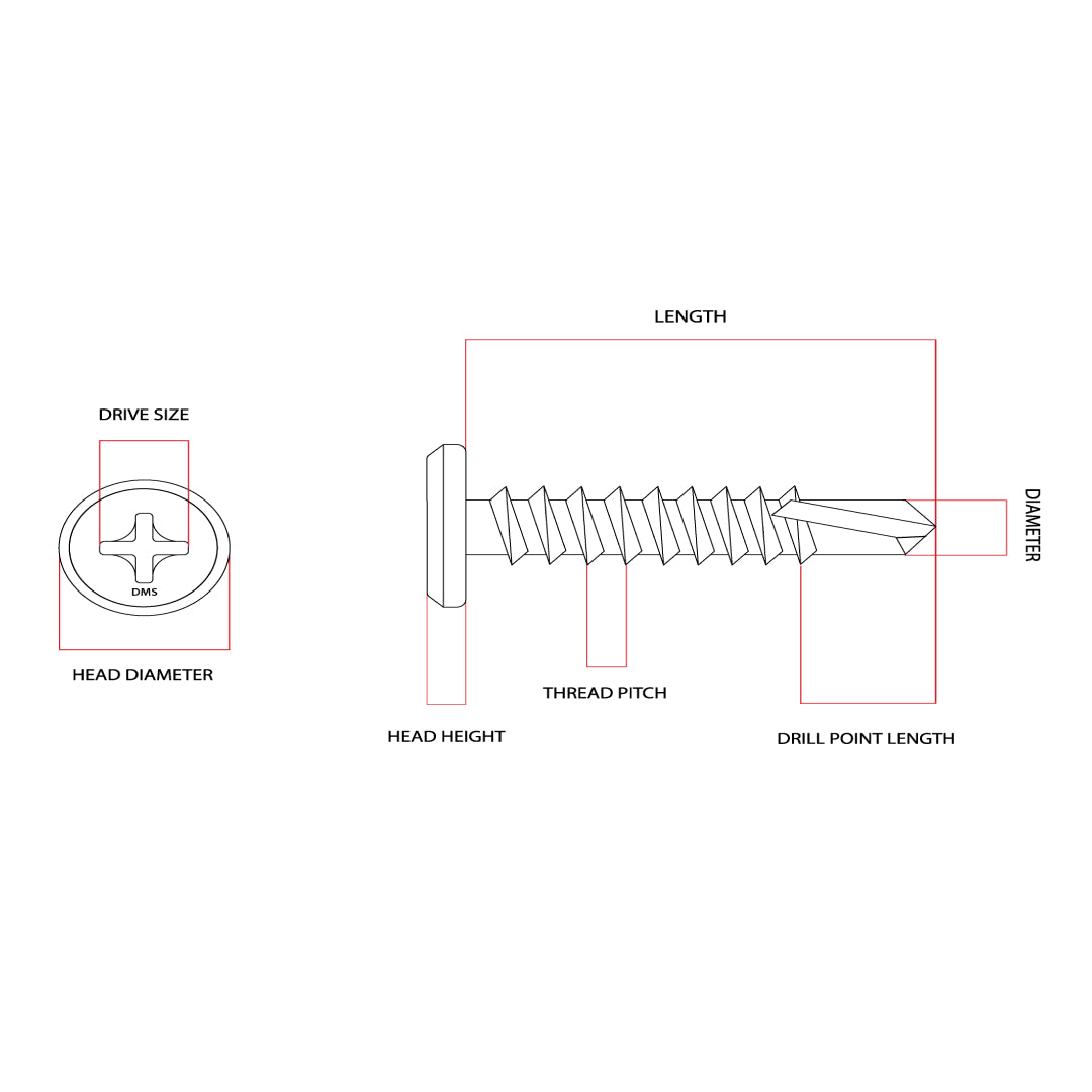 10g-16 x 30mm Wafer Head Self-Drilling Screw Tek Phillips Galvanised DMS Fasteners